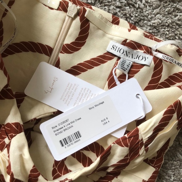 NWT Shona Joy Mouillage Linen Strapless Cut Out A Line Midi Dress - Picture 5 of 7